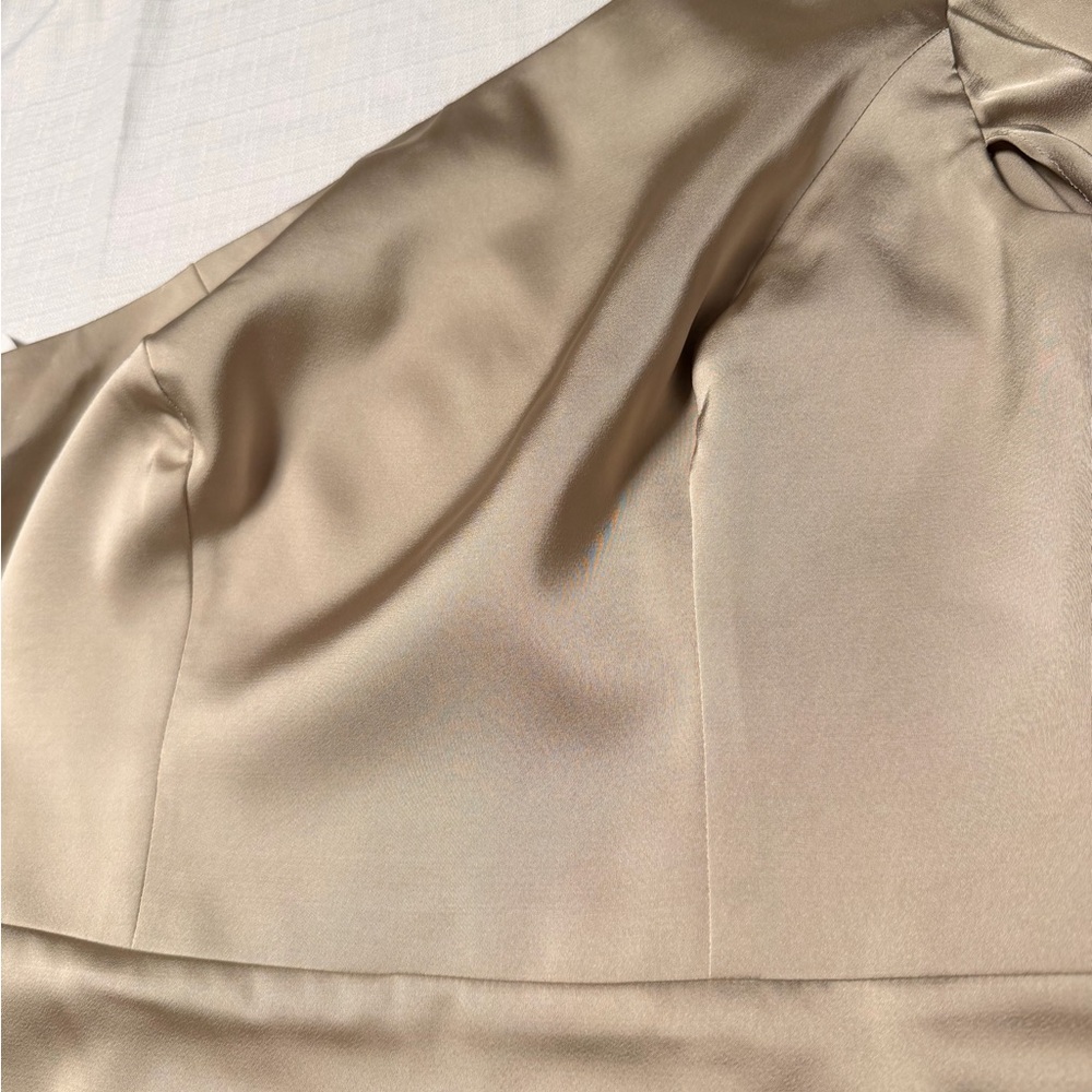 Birdy Grey One-Shoulder Satin Gown in Champagne Beige - Picture 7 of 16